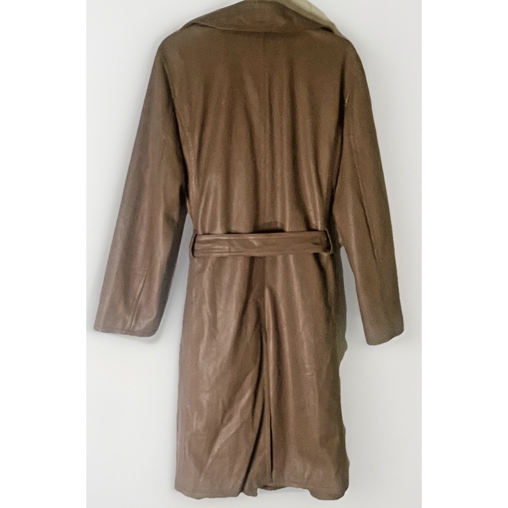 Ann Taylor Faux Leather Wrap Coat Tan XXL Belted Jacket Women Plus NWT - Picture 2 of 6